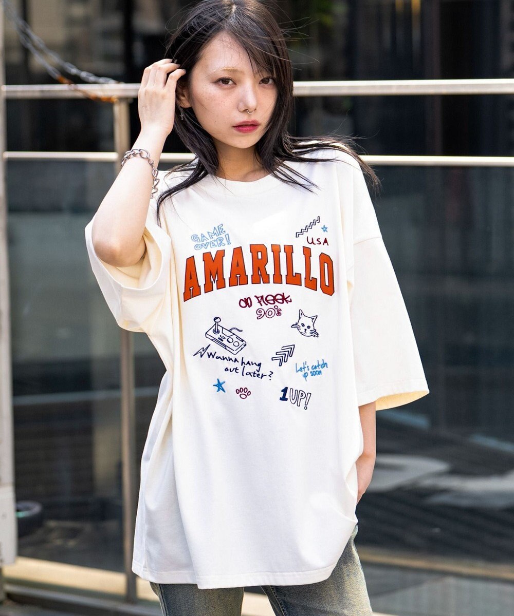 WEGO 【速乾/ひんやり/ユニセックス着用ITEM】接触冷感フロッキープリントグラフィックT（SS） 