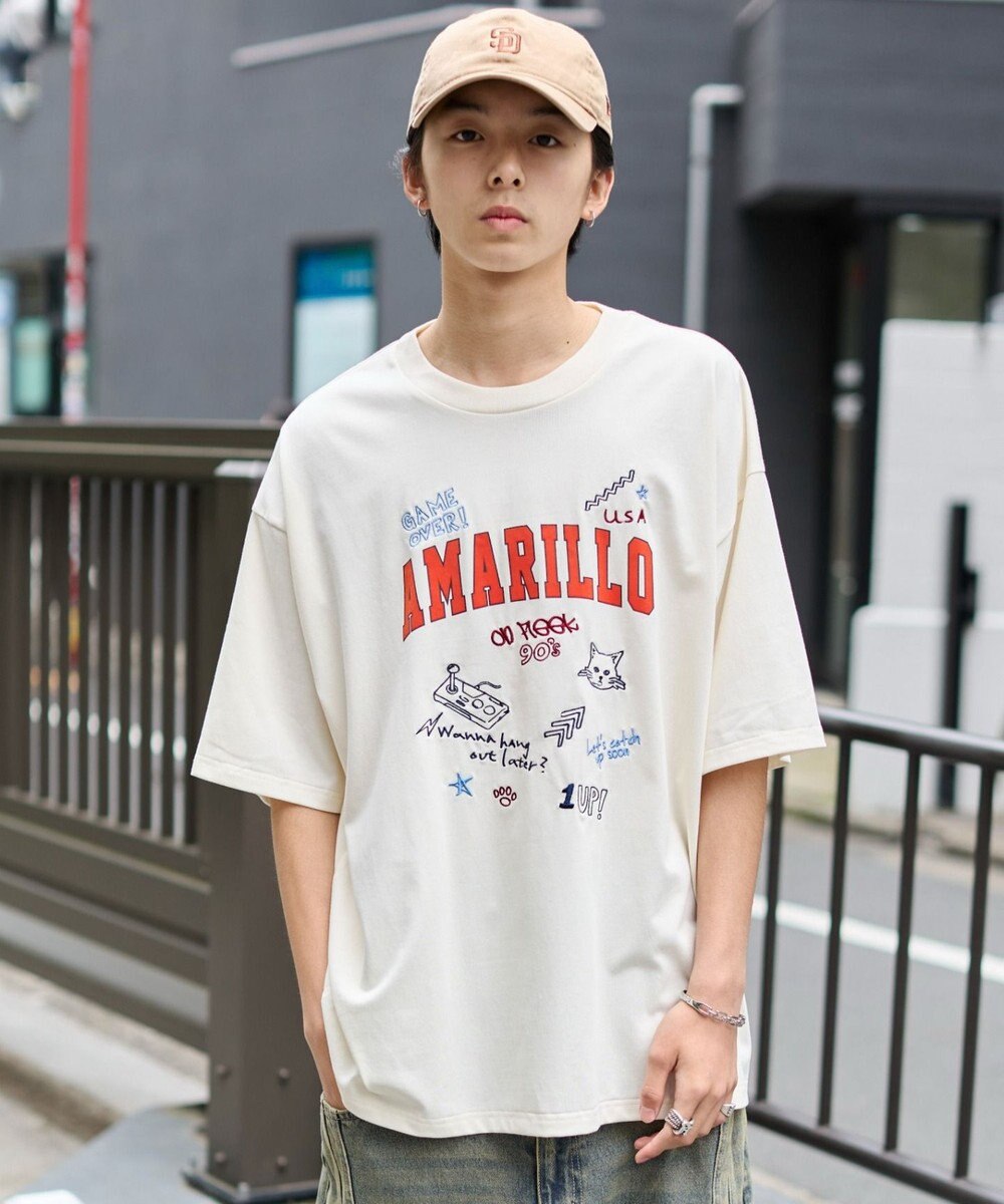 WEGO 【速乾/ひんやり/ユニセックス着用ITEM】接触冷感フロッキープリントグラフィックT（SS） 