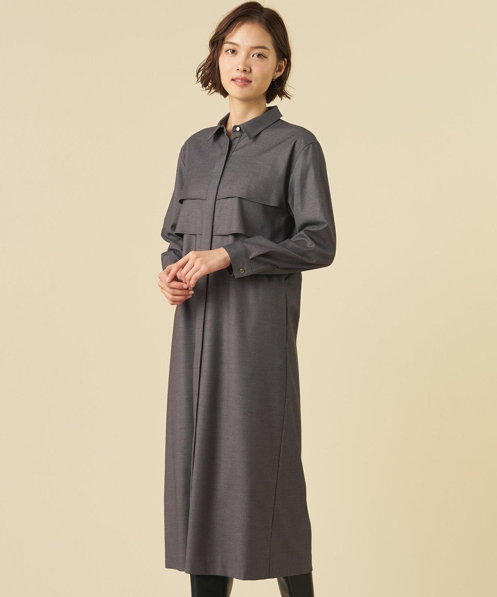 J.PRESS LADIES S 【一枚で着映え】T/R ギャバストレッチ シャツ ワンピース 