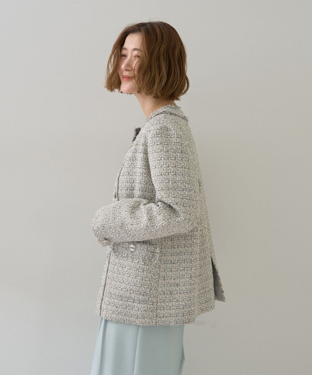 YECCA VECCA ノーカラーツイードジャケット 