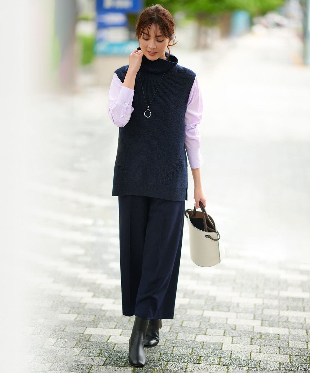 23区 【洗える】ウールコード タートルネック ニットベスト 