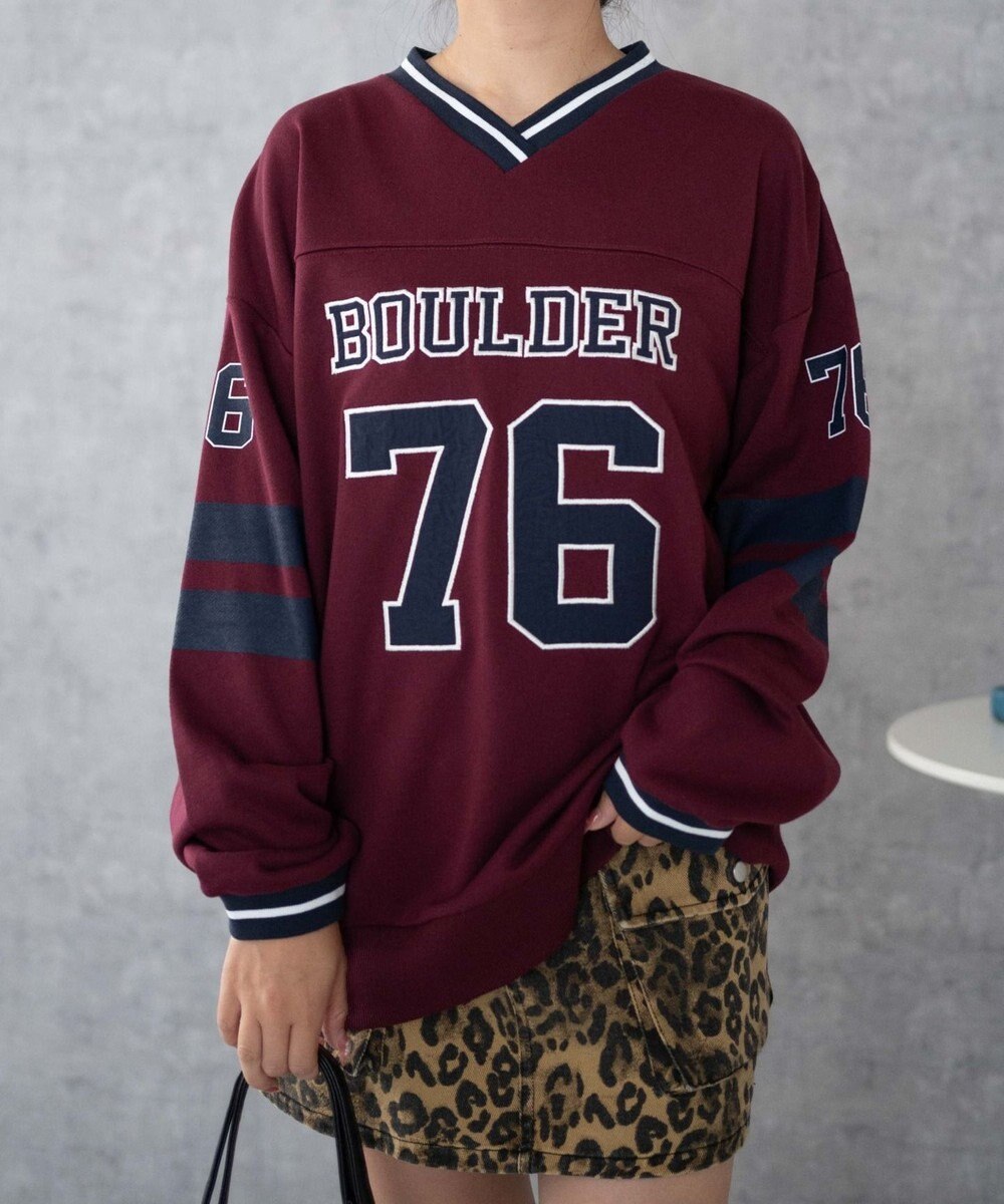 WEGO ナンバリングライン切り替えスウェット 