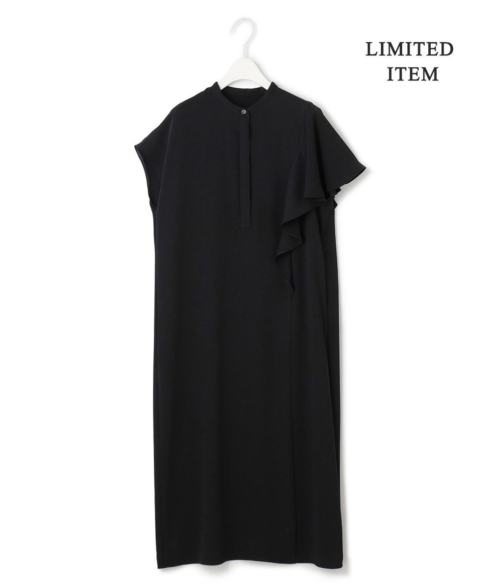 ICB 【接触冷感・UVケア・防シワ・洗える】エステルダブルクロス ラッフルスリーブワンピース 