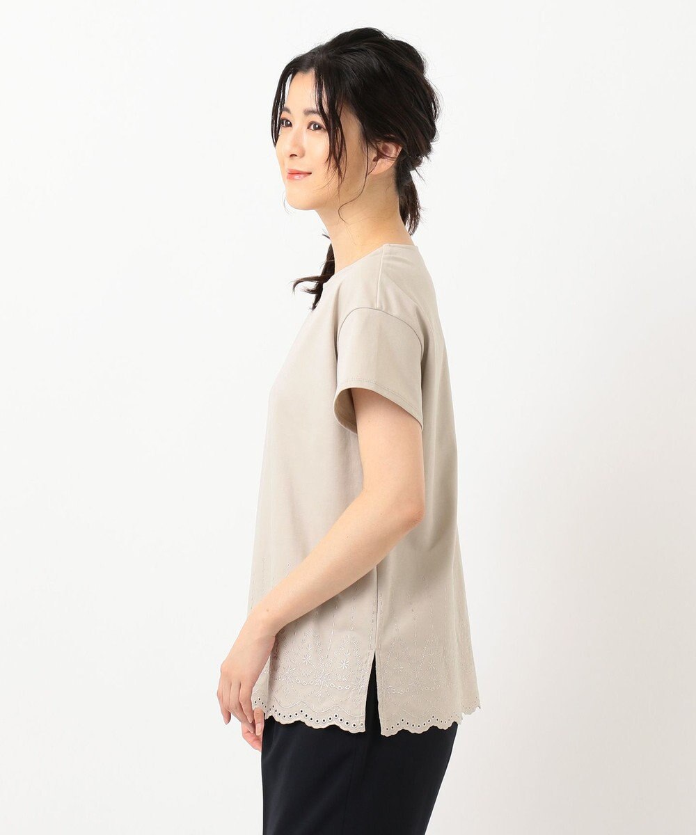 J.PRESS LADIES L 【UVケア・接触冷感】コンパクトコットンスムース 裾刺繍 カットソー 