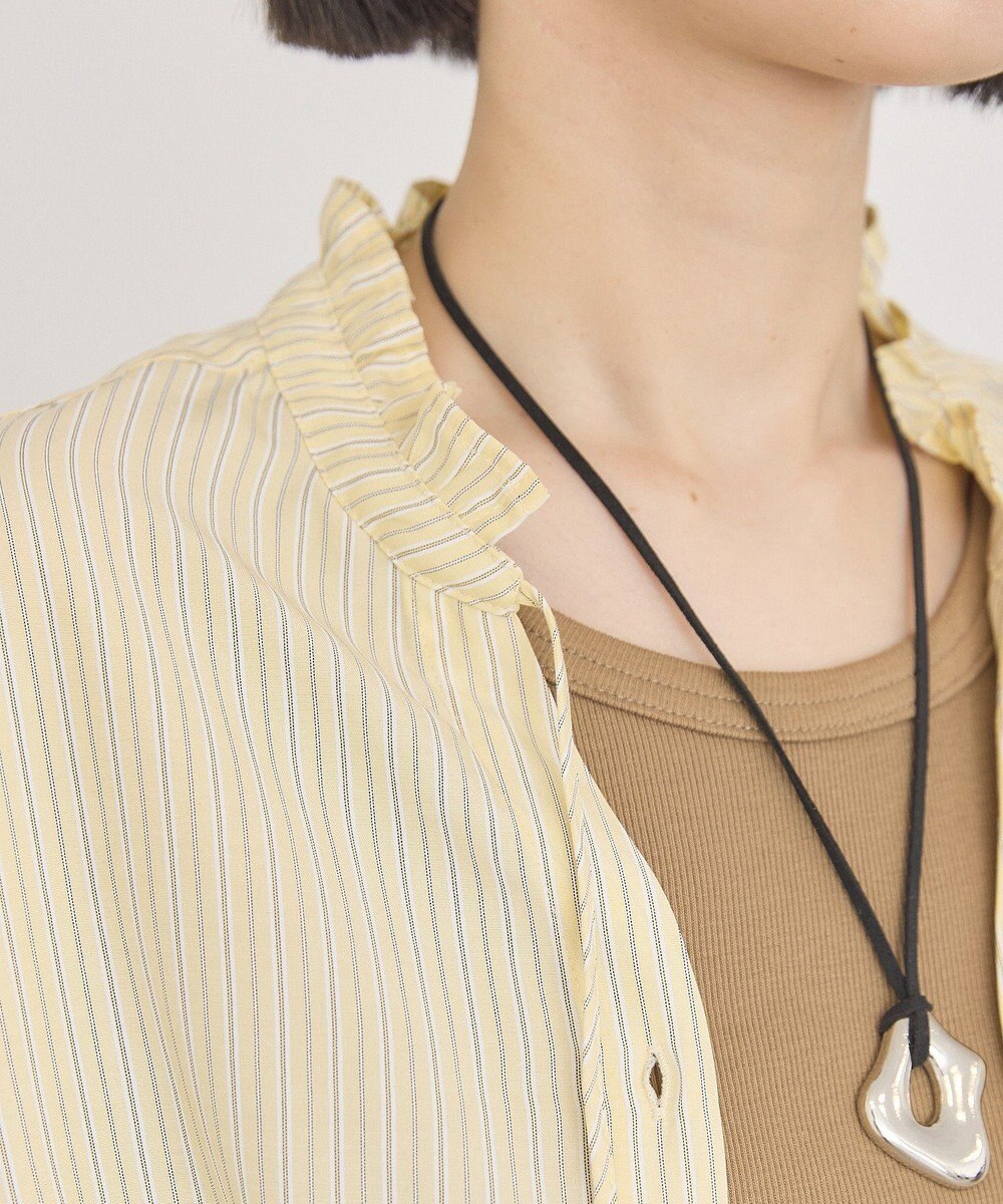 AMERICAN HOLIC スタンドフリルストライプスキッパーブラウス 