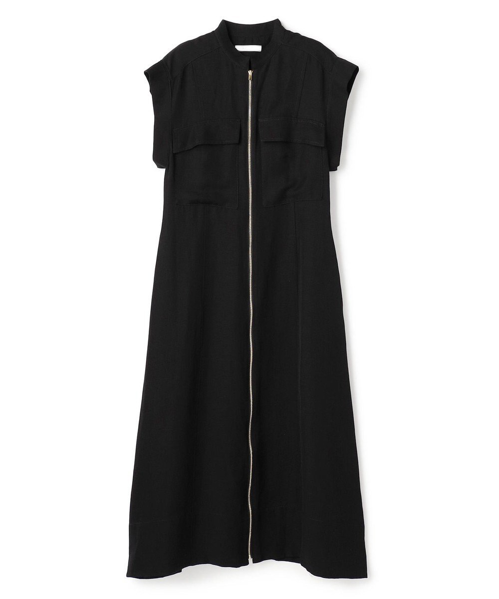 BEIGE， BERNARD / リネン混 フロントジップ スタンドカラードレス 