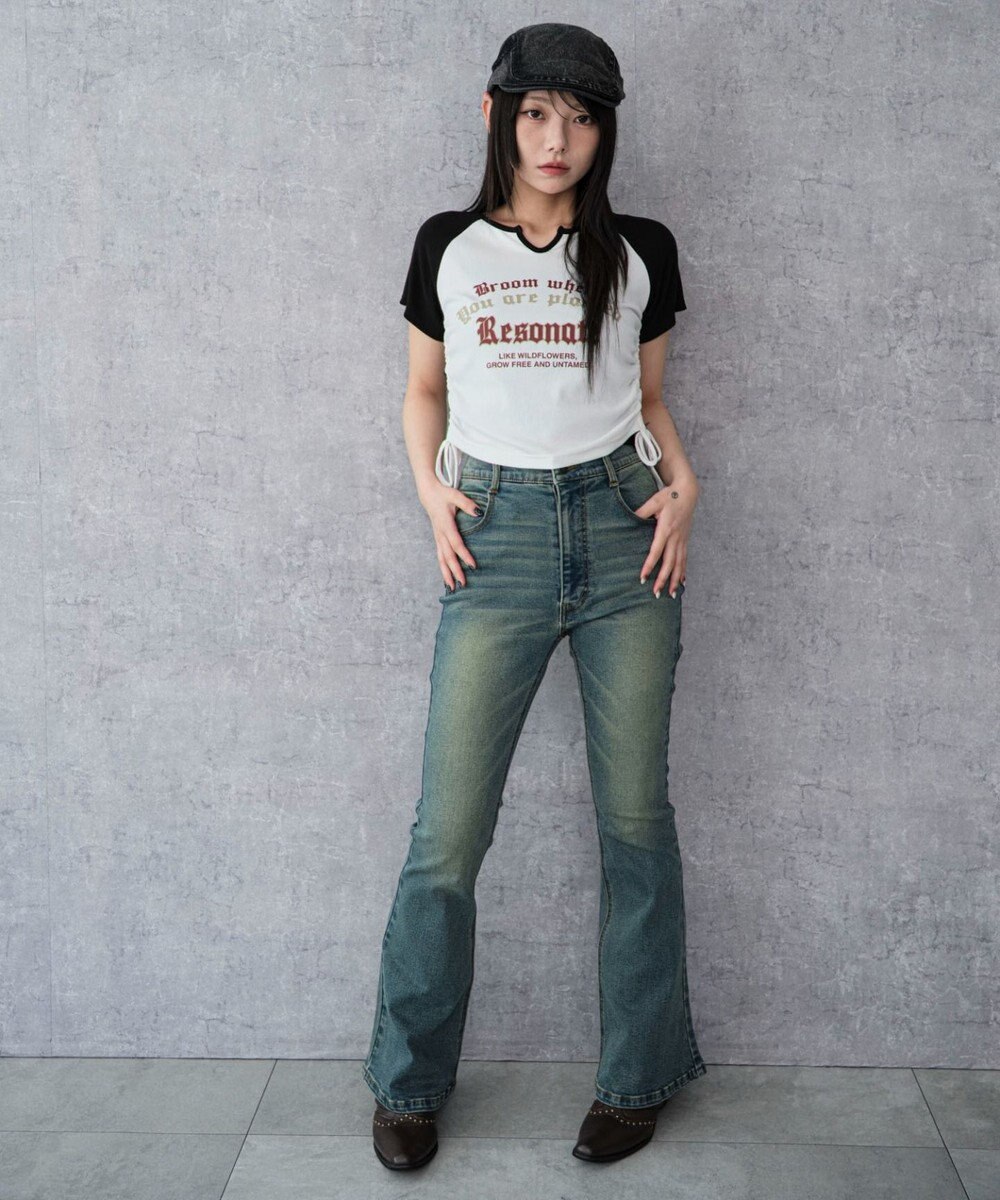 WEGO ストレッチフレアデニムパンツ 