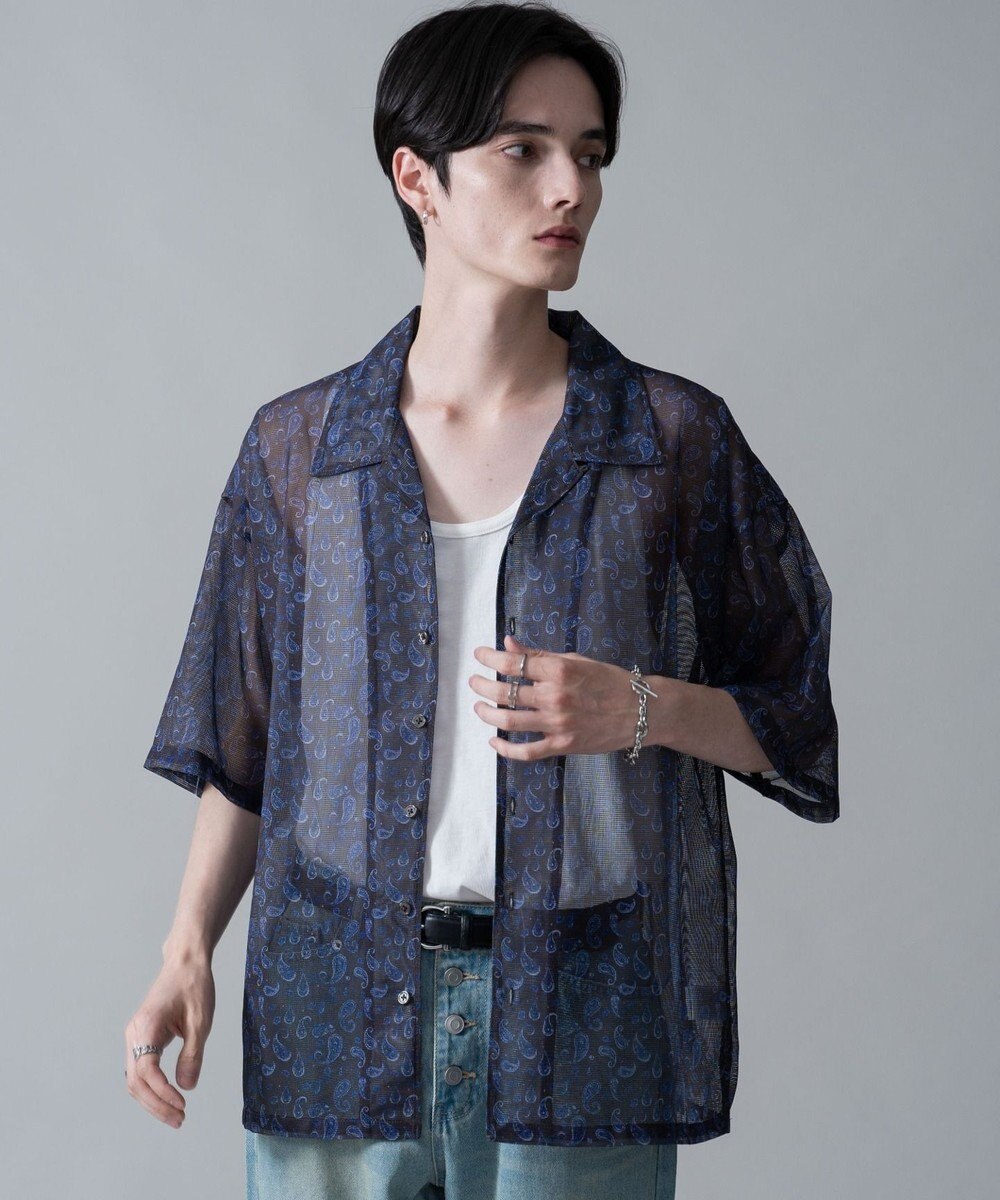 WEGO メッシュパターンオープンカラーシャツ（SS） 