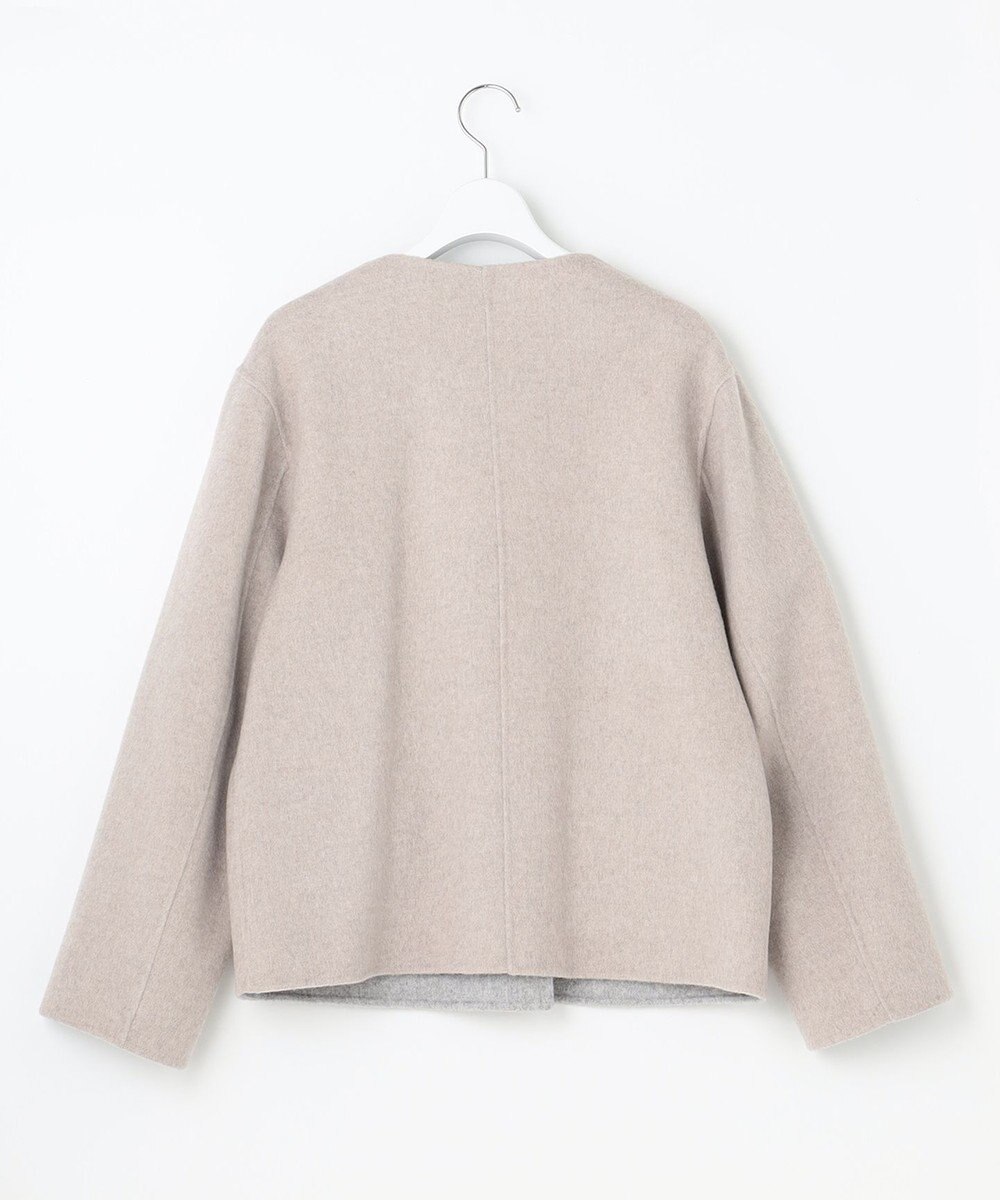 J.PRESS LADIES 【リバーシブル】ウールナイロン リバー ノーカラー ショートコート 