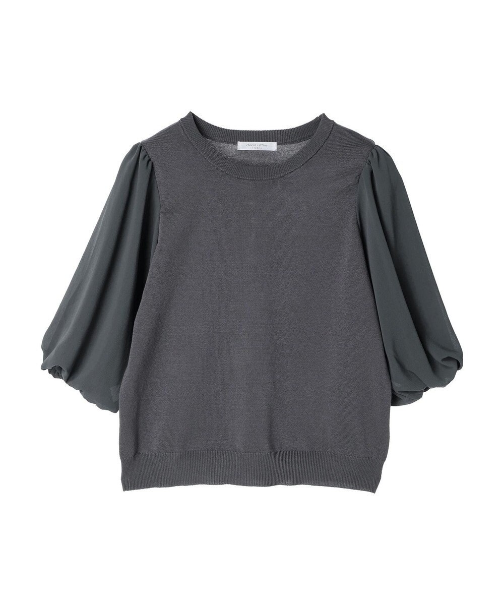 Green Parks 袖楊柳ドッキングニットプルオーバー 