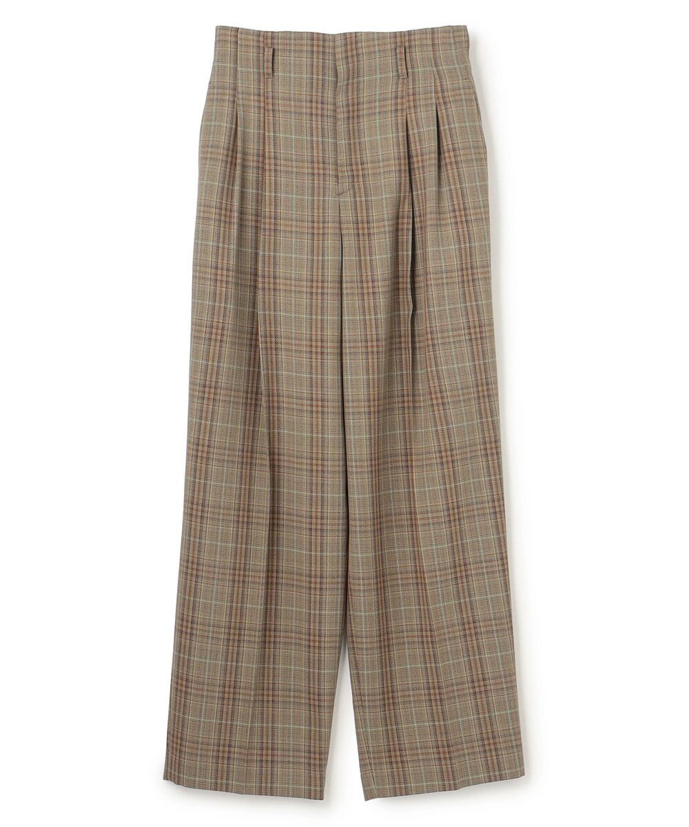 BEIGE， SELMA / チェックウールハイウエストタックパンツ 