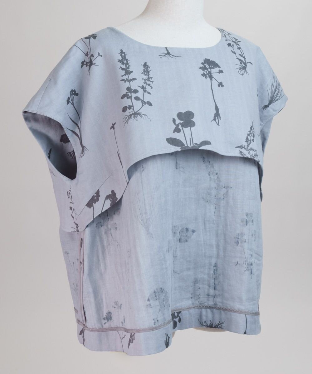 muuc 【ゆったりシルエットで涼しく上品】植物の影絵プリント プルオーバー 