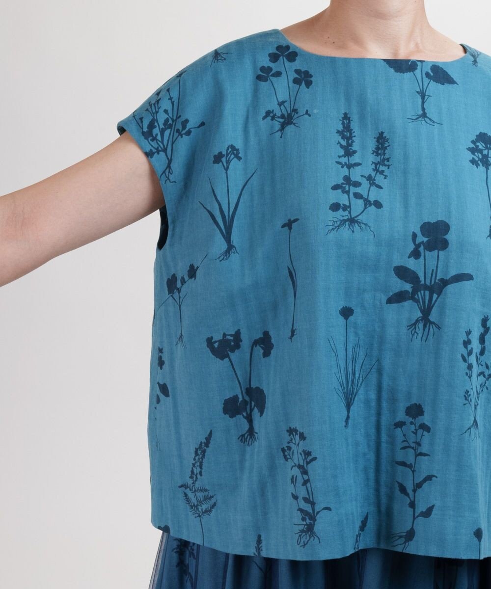 muuc 【ゆったりシルエットで涼しく上品】植物の影絵プリント プルオーバー 