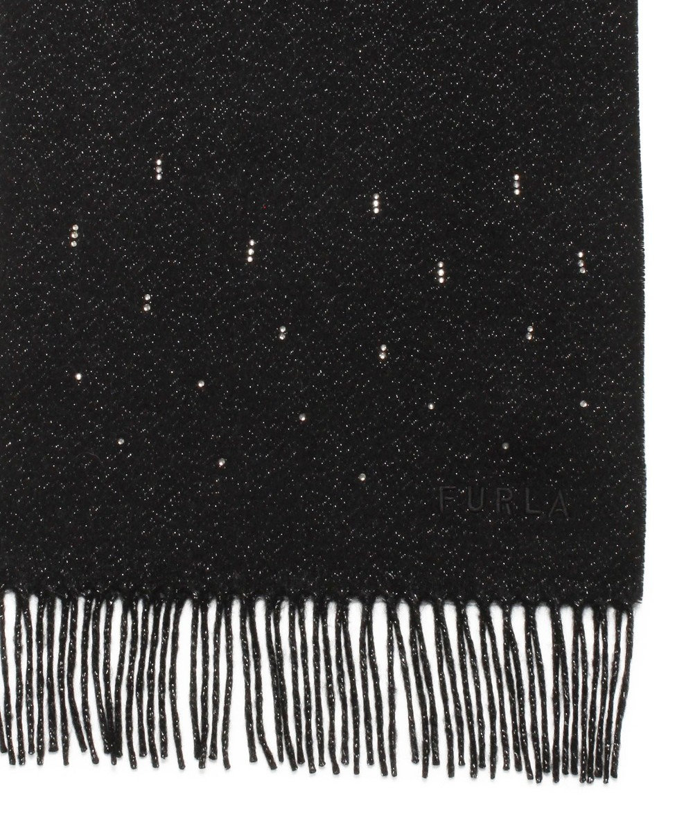 MOONBAT 【洗える】FURLA カシミヤ混ラメ入りラインストーンストールマフラー／幅30cm 