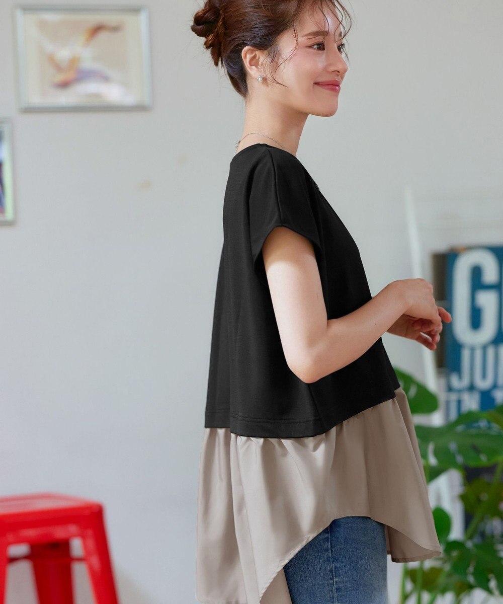 Tiaclasse 【洗える】シャツドッキングフレンチスリーブカットソー 