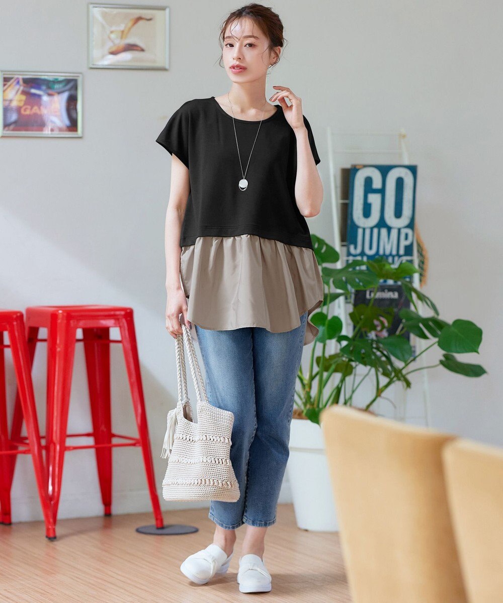 Tiaclasse 【洗える】シャツドッキングフレンチスリーブカットソー 