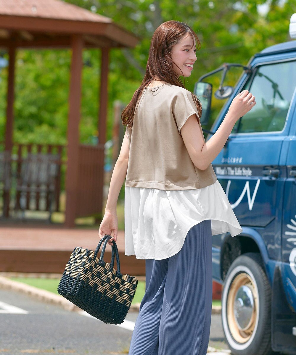 Tiaclasse 【洗える】シャツドッキングフレンチスリーブカットソー 