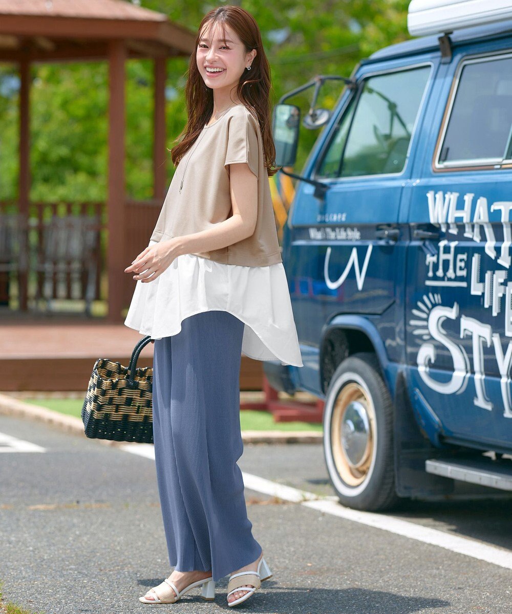 Tiaclasse 【洗える】シャツドッキングフレンチスリーブカットソー 