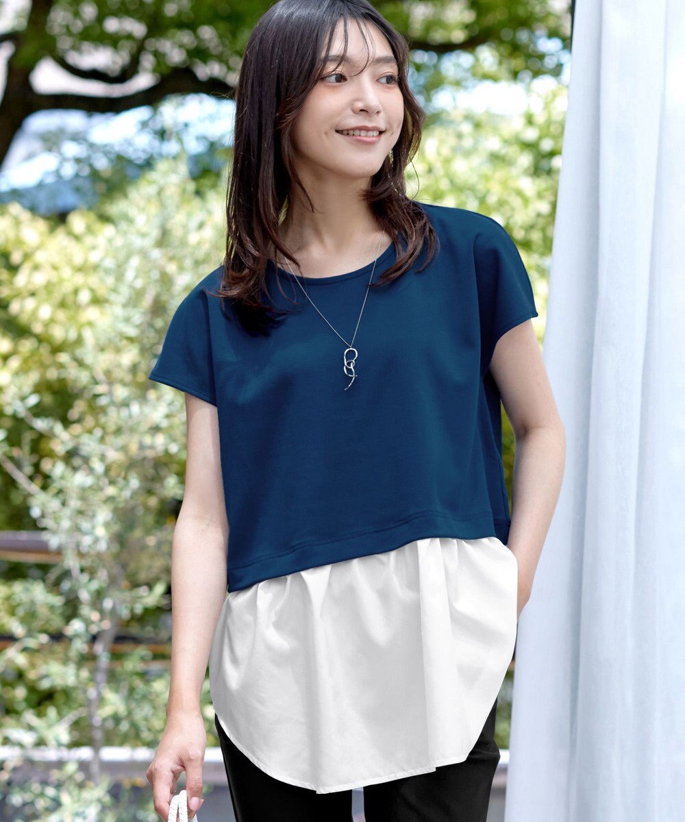Tiaclasse 【洗える】シャツドッキングフレンチスリーブカットソー 
