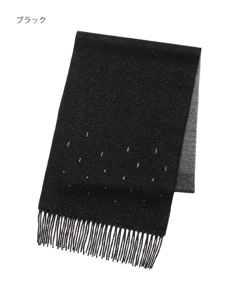 MOONBAT 【洗える】FURLA カシミヤ混ラメ入りラインストーンストールマフラー／幅30cm 