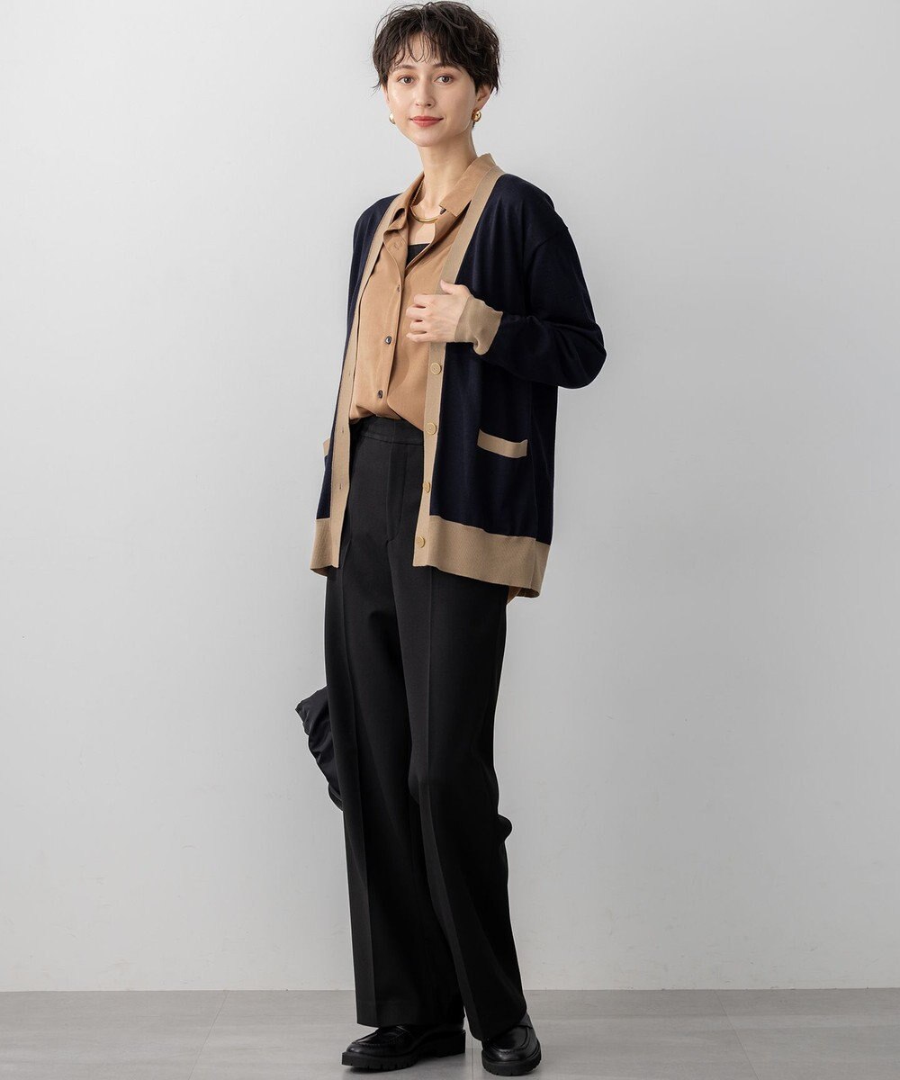 23区 S 【洗える】サステナブルウール Vネック バイカラー カーディガン 