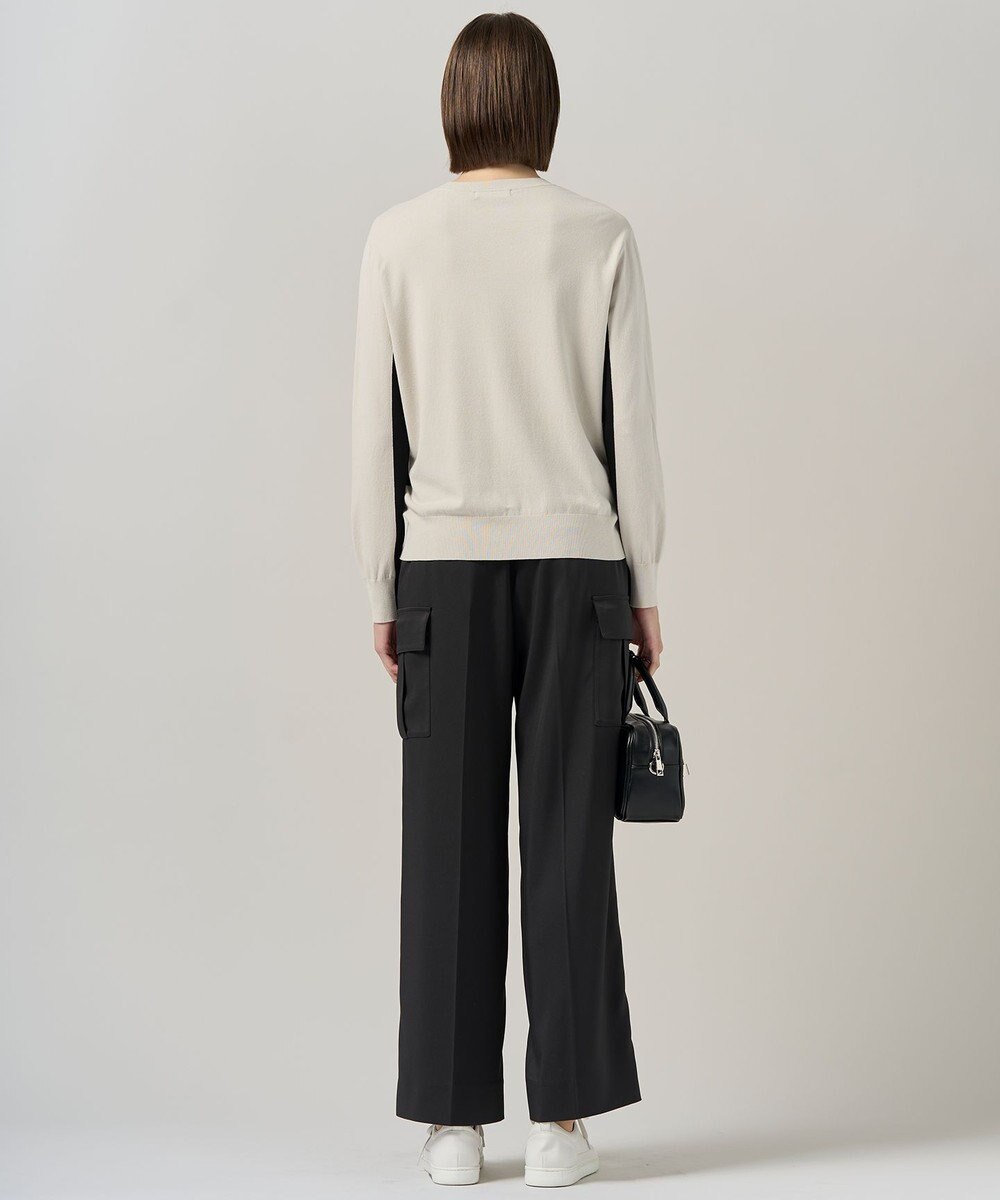 ICB 【洗える】マットヴィスコースポリエステル ブロッキングニット 