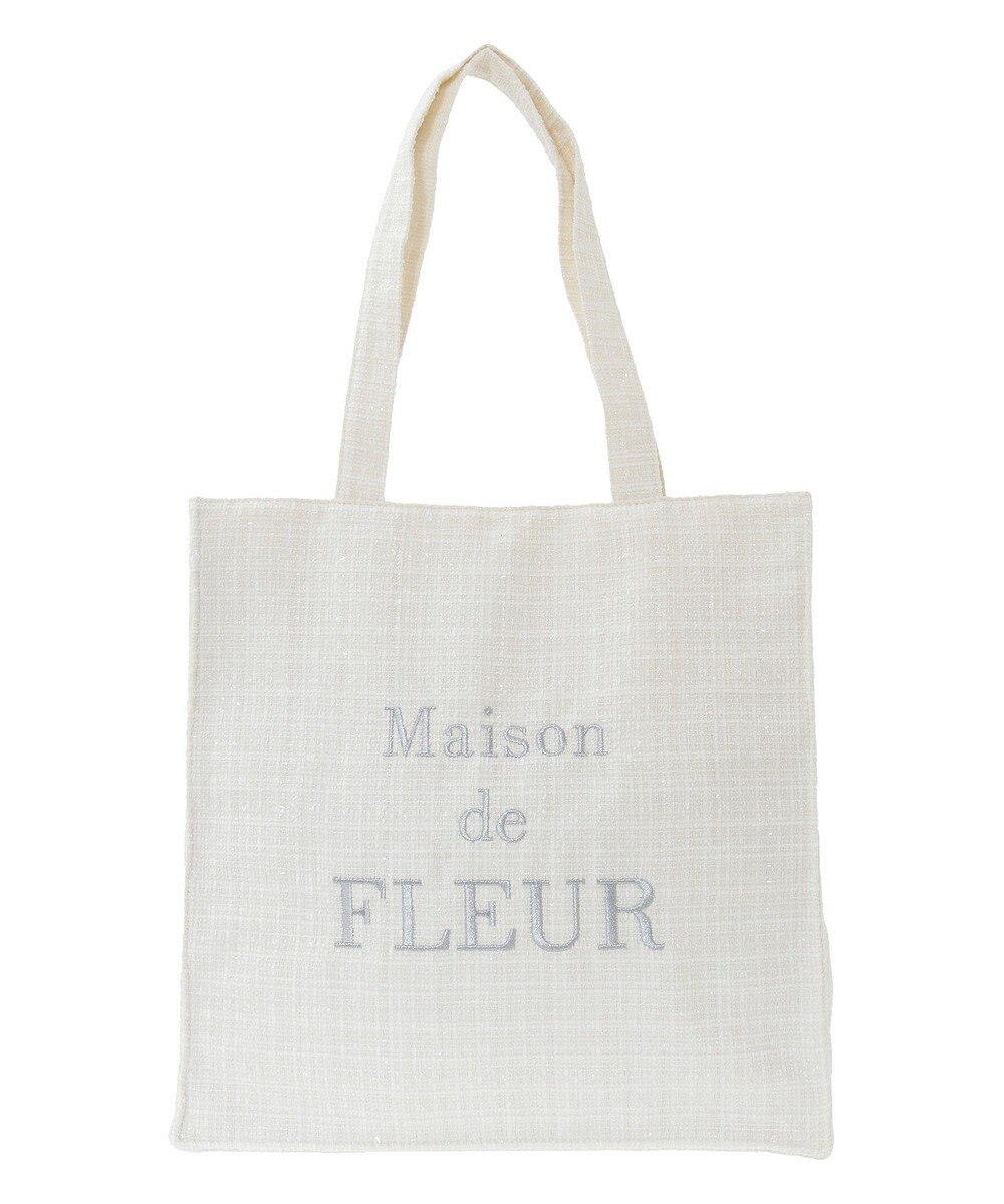 Maison de FLEUR ツイードロゴ刺繍スクエアトートバッグ 