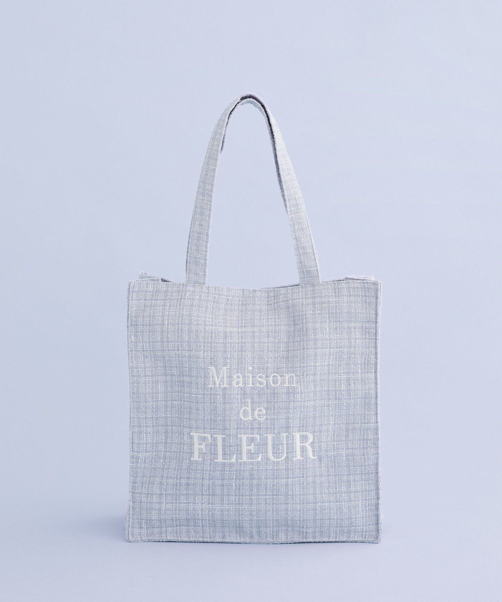 Maison de FLEUR ツイードロゴ刺繍スクエアトートバッグ 
