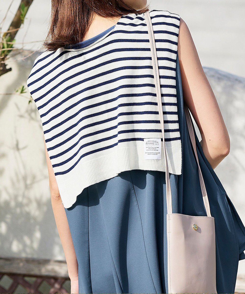 Tiaclasse 肩掛けボーダーフェイクカーデ 