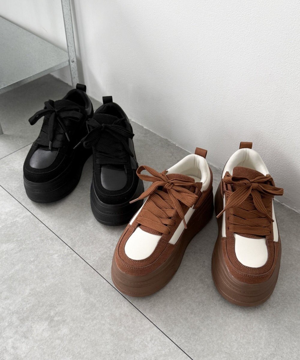 WEGO 厚底ワイドシューレーススニーカー 