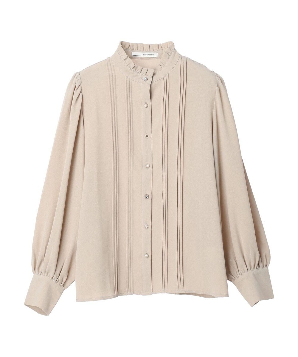 Green Parks ・ＥＬＥＮＣＡＲＥ　ＤＵＥ　イロイロ釦ピンタックブラウス 