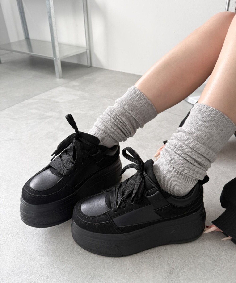 WEGO 厚底ワイドシューレーススニーカー 