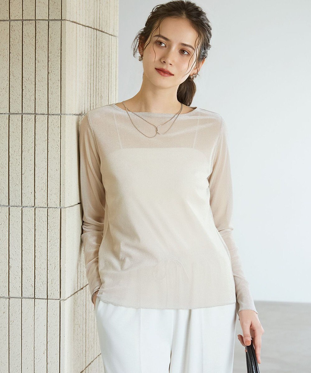 23区 S 【SLOW/一部店舗限定】ブラッシュドチュール メッシュベロア カットソー 