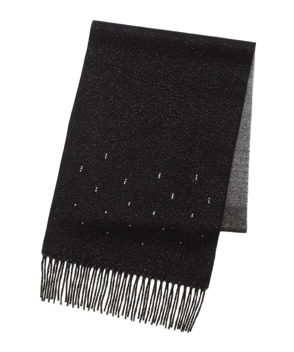 MOONBAT 【洗える】FURLA カシミヤ混ラメ入りラインストーンストールマフラー／幅30cm 