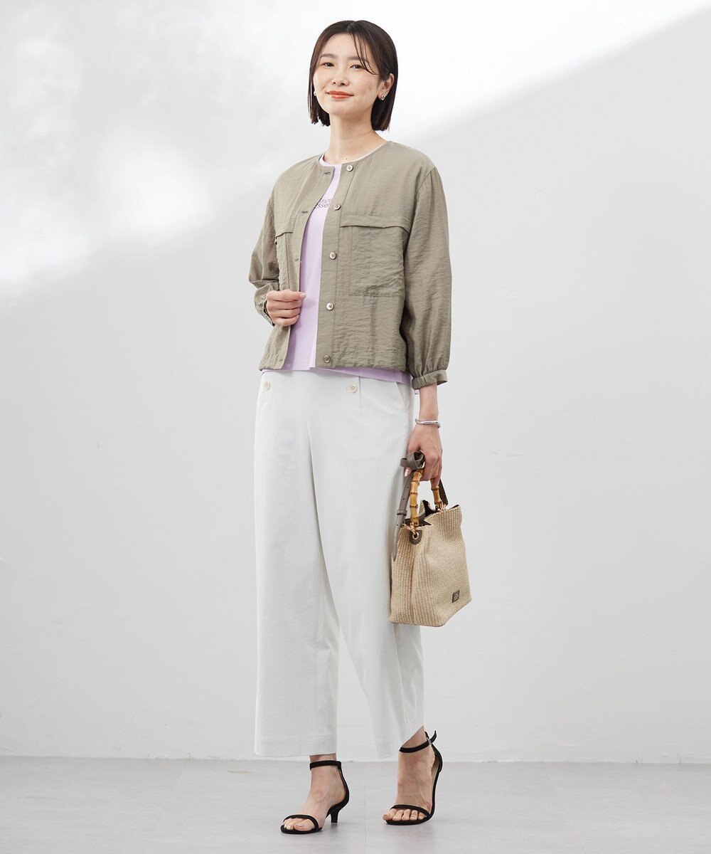 J.PRESS LADIES 【洗える】Sheer Vis リネン ノーカラー ブルゾン 