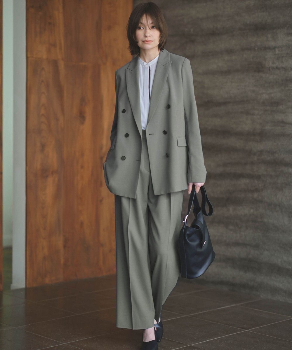 ICB 【UVカット・洗える】ウール2WAYストレッチ ワイドパンツ 