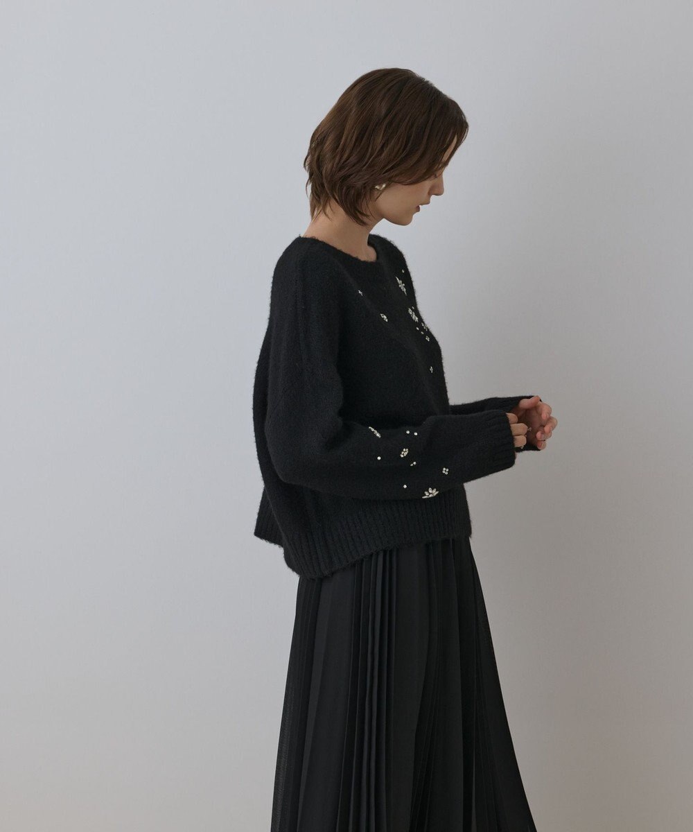 GRACE CONTINENTAL ビジューニットトップ 