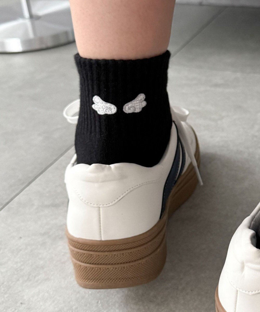 WEGO バック刺繍アンクルパイルソックス 