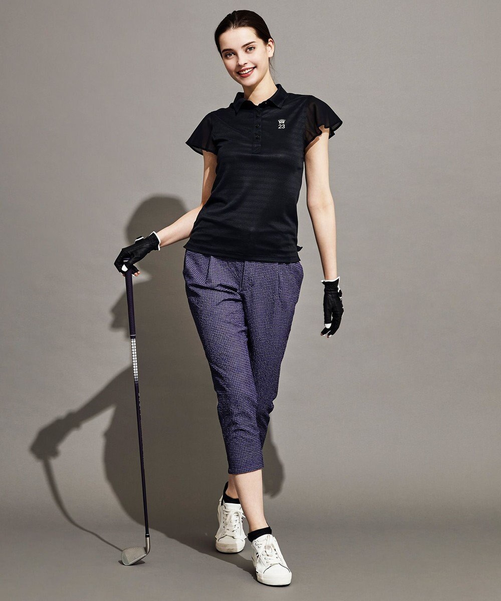 23区GOLF 【WOMEN】【吸汗速乾/日本製】ミラノリブボーダーシャツ 