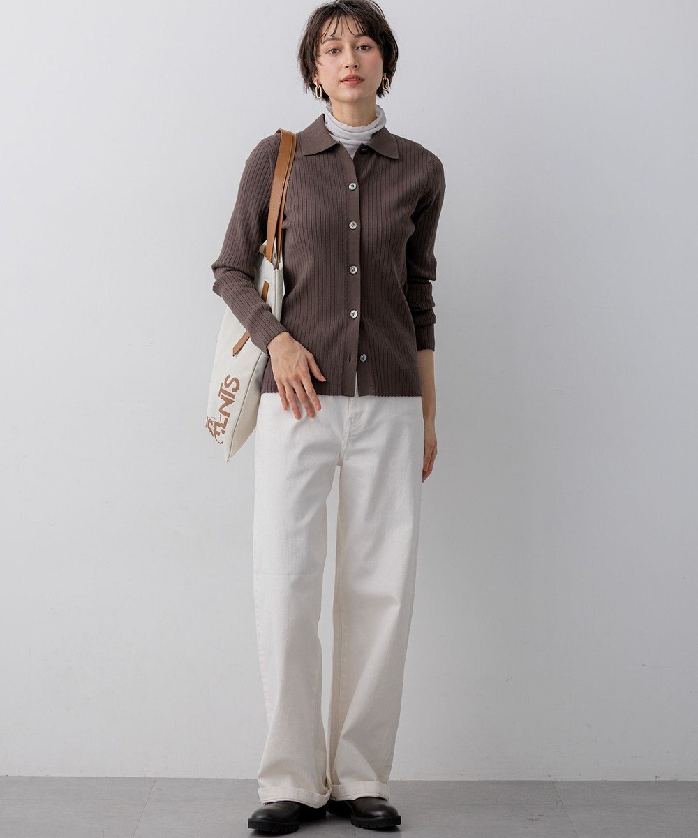 23区 【先行予約】ワイドリブ ポロニット カーディガン 