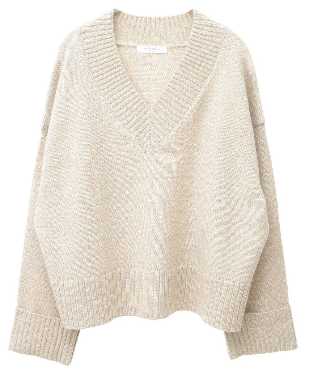 Green Parks ラメＶネックコンパクトニットプルオーバー 