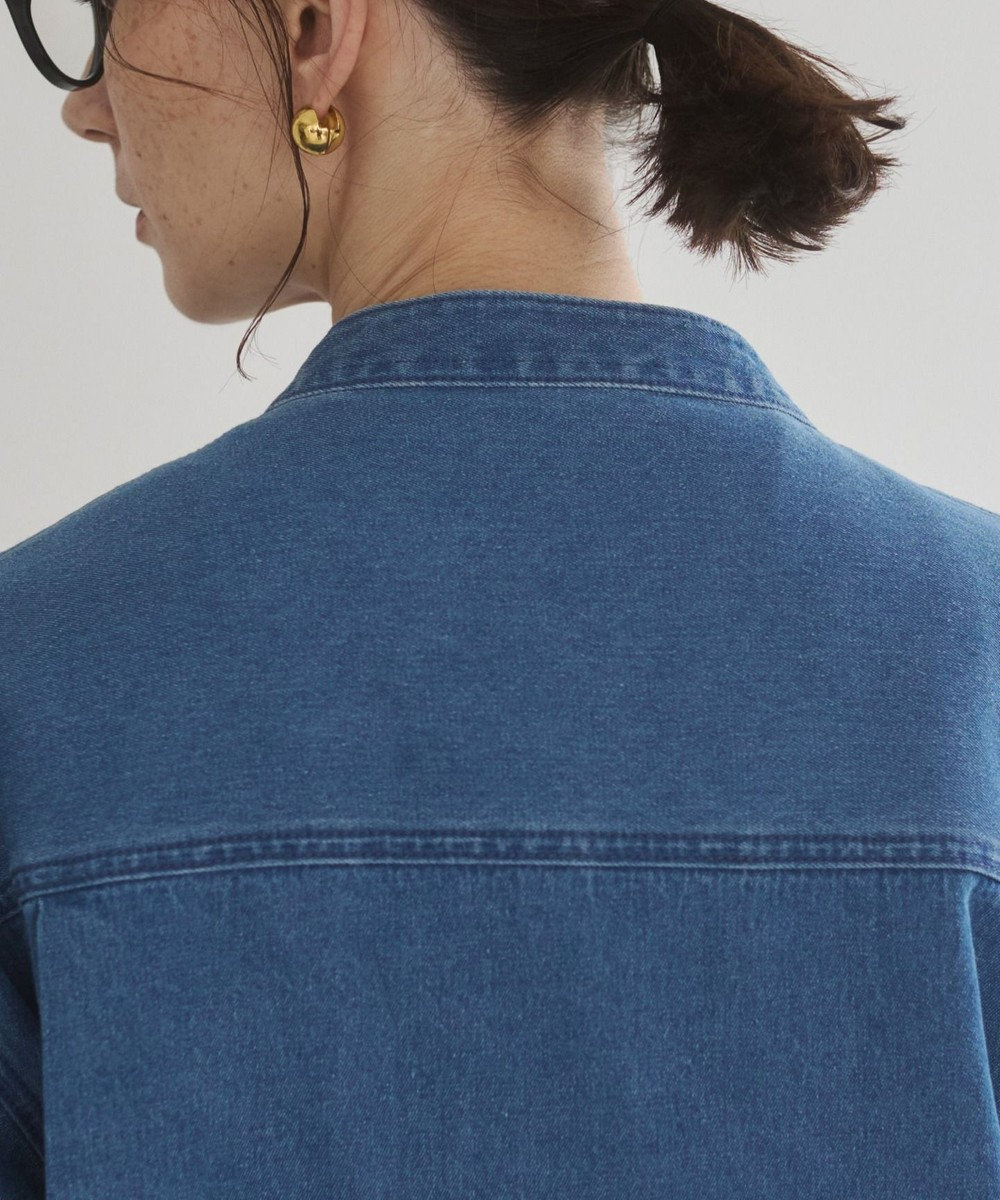 WEGO 【ANGIE VINTAGE】襟が選べる デニム チュニック シャツ （バンドカラー/レギュラーカラー） 