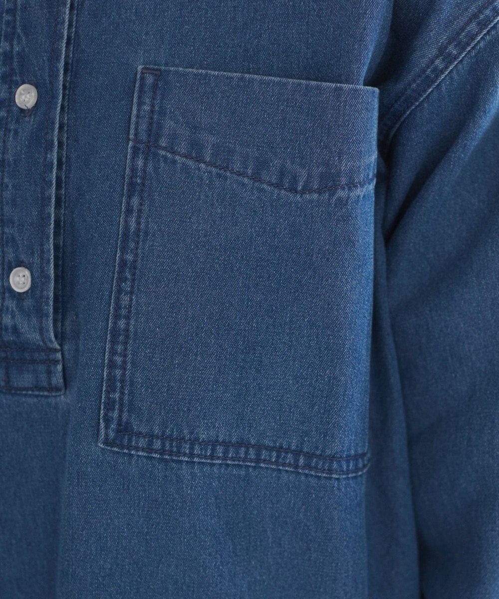 WEGO 【ANGIE VINTAGE】襟が選べる デニム チュニック シャツ （バンドカラー/レギュラーカラー） 