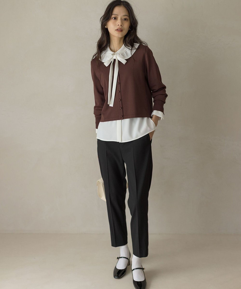 組曲 【WEB限定】ボウタイ付きフリルカラー ブラウス 