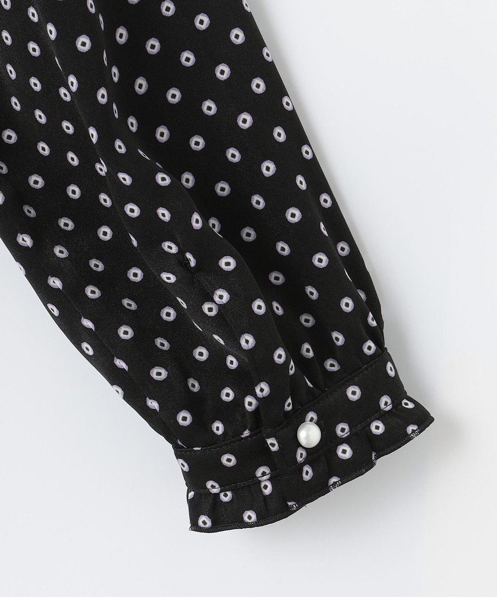 J.PRESS LADIES S 【洗える】ピーチサテン 幾何プリント ブラウス 