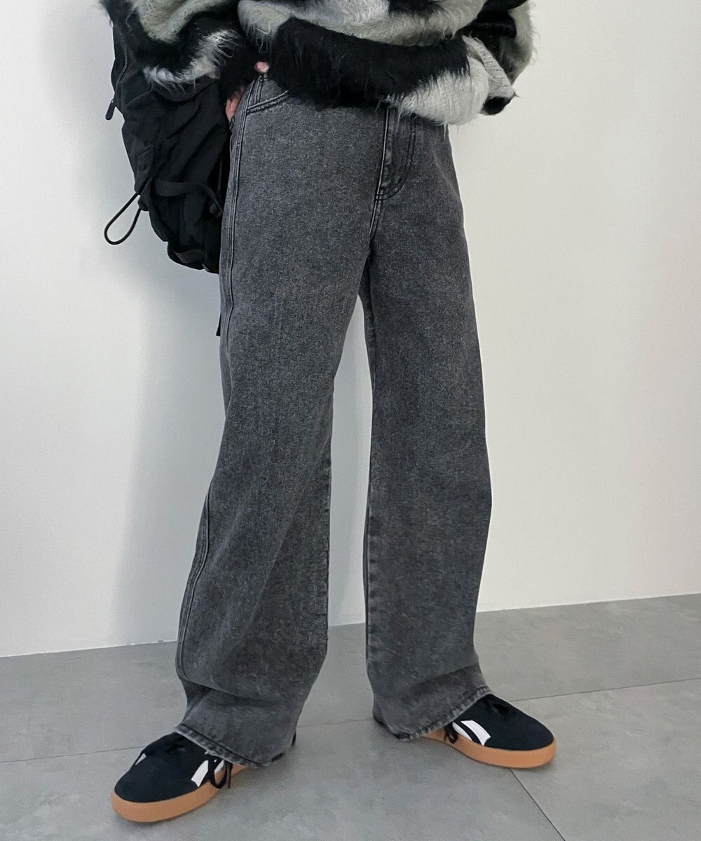 WEGO 【新色追加/美脚/XSSMLサイズ展開】ストレートデニムパンツ 