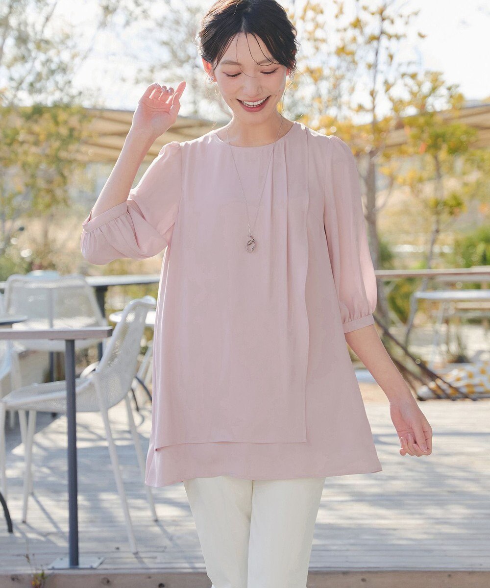 Tiaclasse L ラップ風ジョーゼットチュニック 
