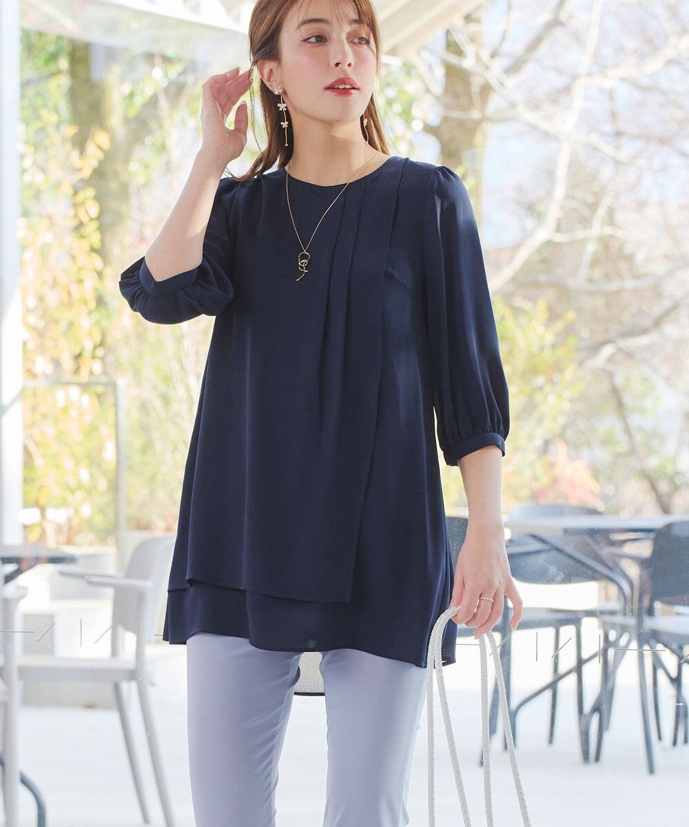 Tiaclasse L ラップ風ジョーゼットチュニック 