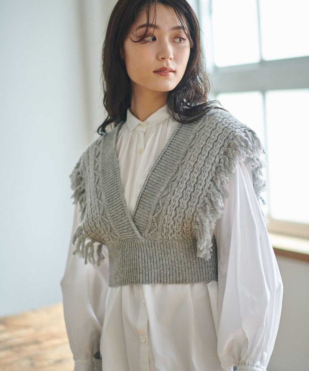 #Newans 【洗える】カシミヤブレンドバルキーデザインニットベスト 