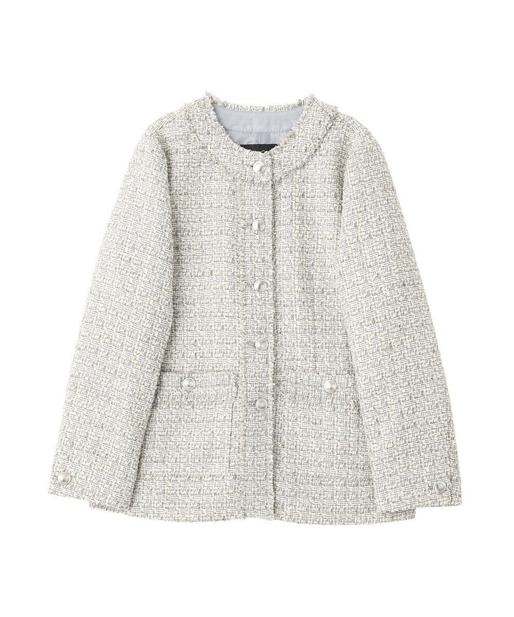YECCA VECCA ノーカラーツイードジャケット 